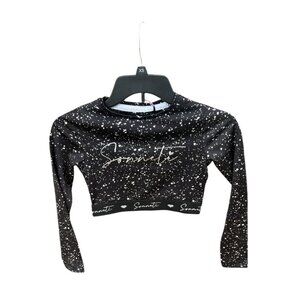 Sonneti Black & White Speckled Long Sleeve Cropped Top Girls Size 8/10